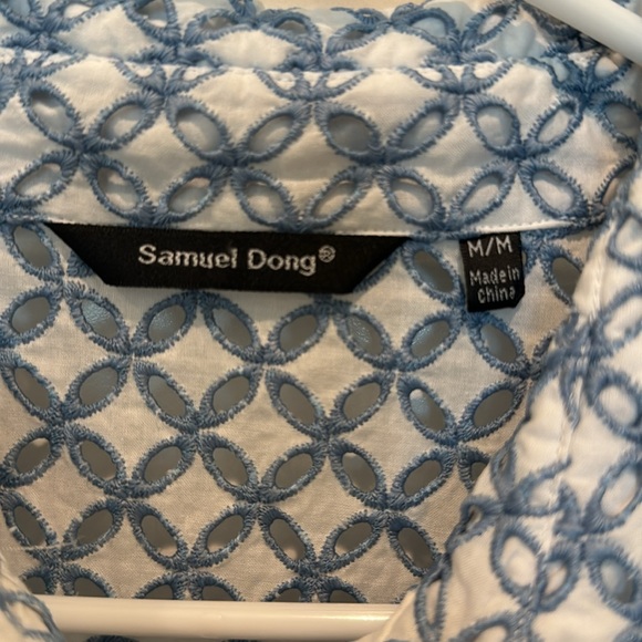 SAMUEL DONG Eyelet Cut Out Shirt Size Medium - Picture 4 of 12